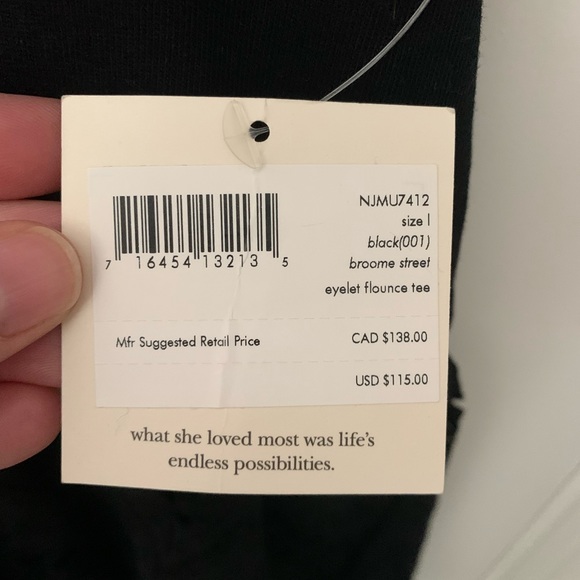 Broome Street Kate Spade Black Eyelet Flounce Tee - Picture 3 of 5